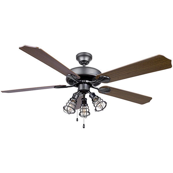 A Canarm Otto ceiling fan with LED light and wooden blades.