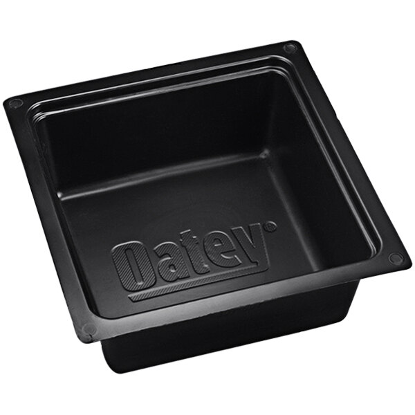 A black square Oatey tub box container with a logo on it.