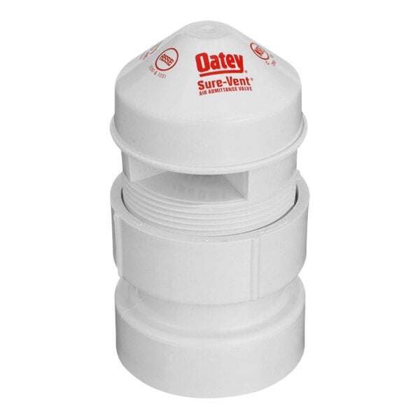 A white Oatey Sure-Vent air admittance valve with red and white text.