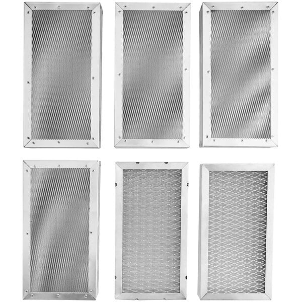 A group of four metal mesh panels for an AutoFry MTI-40C Ventless Fryer.