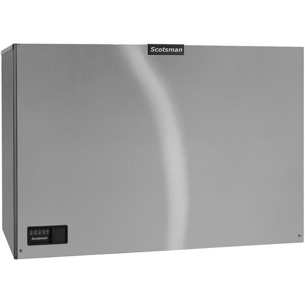 A stainless steel Scotsman Prodigy Elite remote cooled ice machine with a door open.