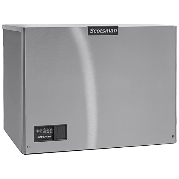 A silver rectangular Scotsman ice machine with buttons.