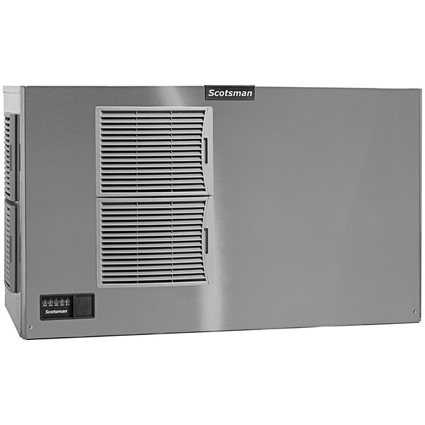 A Scotsman Prodigy Elite air cooled ice machine with a stainless steel finish and a grey rectangular vent.