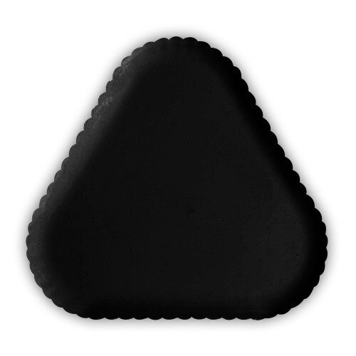 A black triangular polycarbonate plate.