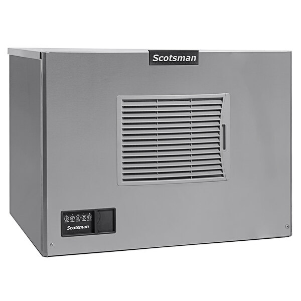 A Scotsman air cooled small cube ice machine with a grey rectangular vent on the front.
