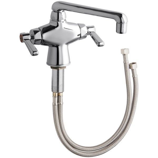 A Chicago Faucets deck-mounted faucet with a 6" hose.