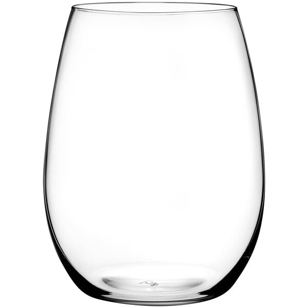 A clear wine glass with a white background.