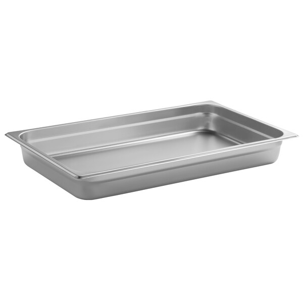 A stainless steel Choice full size chafer pan with a lid.