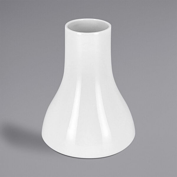 A white RAK Porcelain vase on a grey surface.