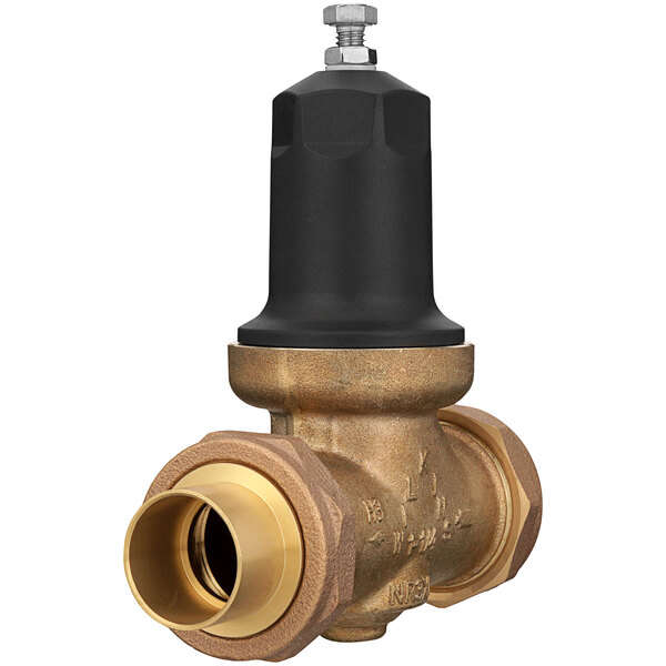 A Zurn 1" water pressure reducing valve with a black cap.