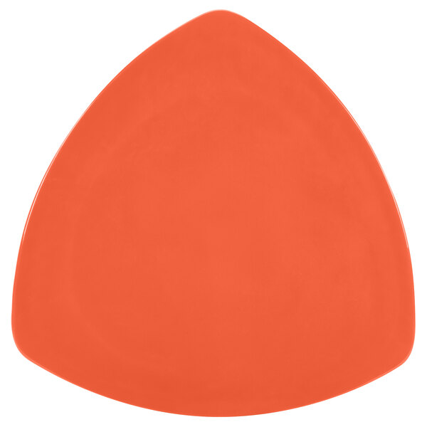A close up of a GET Diamond Rio orange triangle plate.