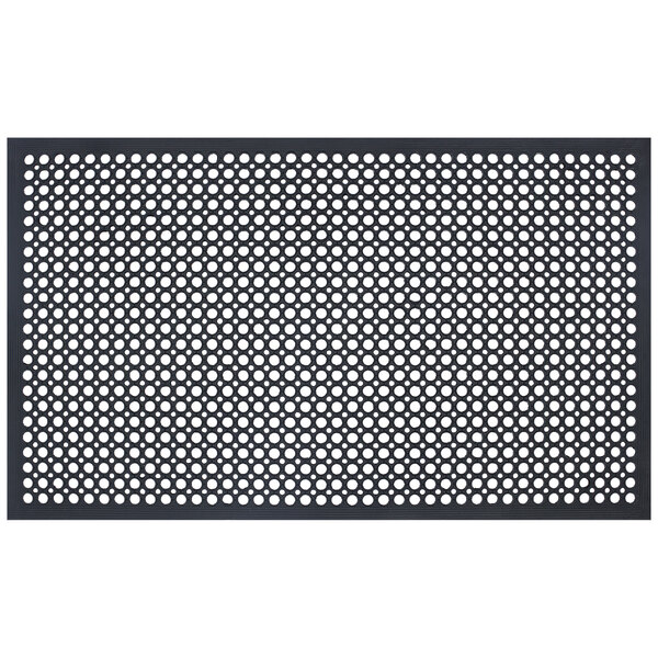 A black Durable rubber anti-fatigue mat with holes in it.
