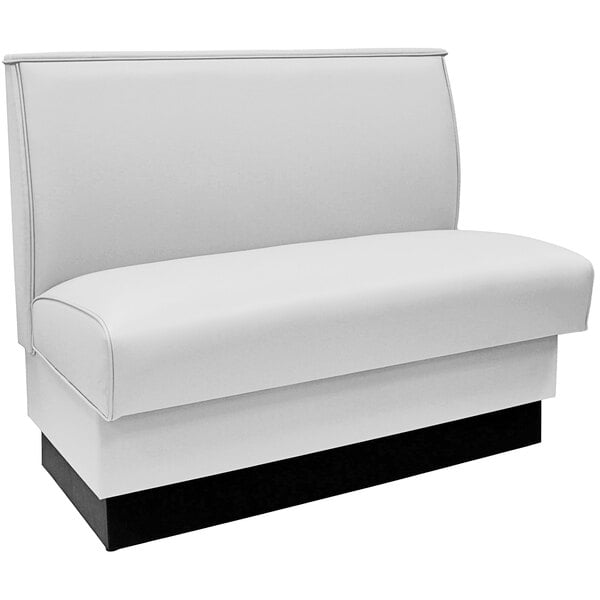 An American Tables & Seating white booth with a black base.