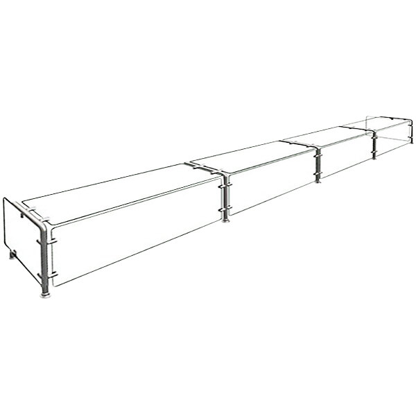 A long rectangular metal structure with a metal frame.