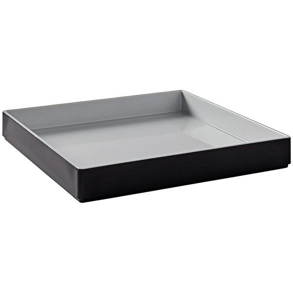 An American Metalcraft melamine graphite bowl/tray with black and gray sides.