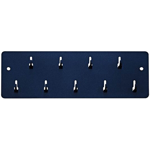 A black metal Pyramid Time Systems key rack with 9 hooks.