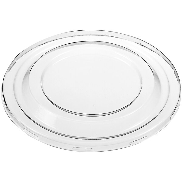 A clear PET plastic lid with a ring around the edge.