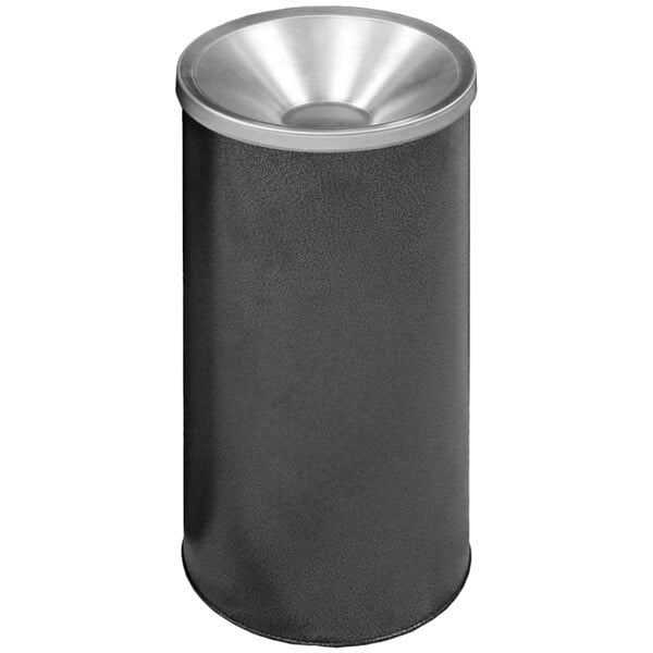 A black and silver cylinder with a black case.