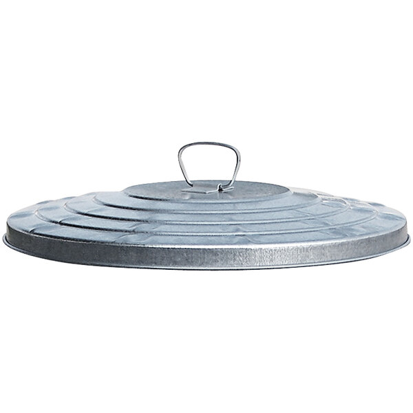 A Witt Industries galvanized steel flat top lid with a handle.