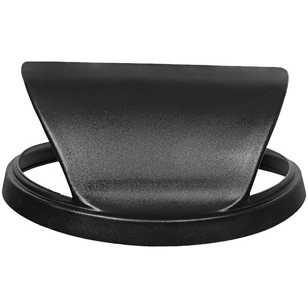 A black plastic lid with a hole for a Witt Industries outdoor waste receptacle.