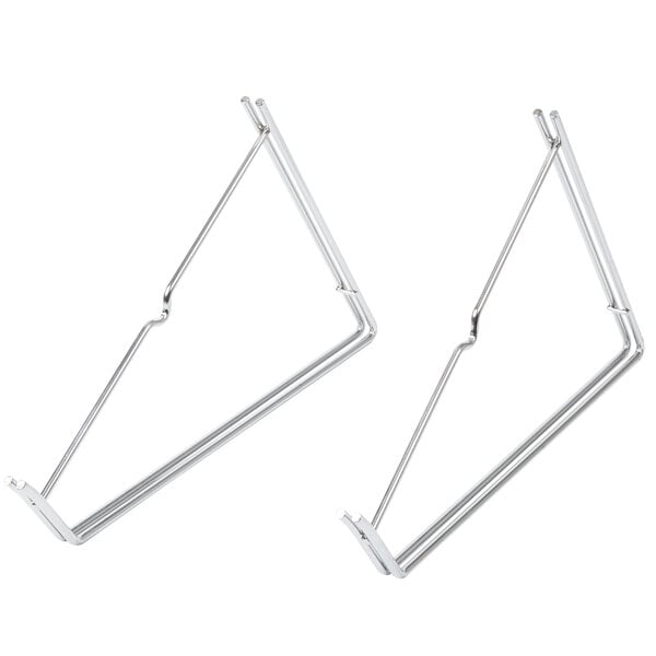 A pair of silver metal Metro wall mount brackets.