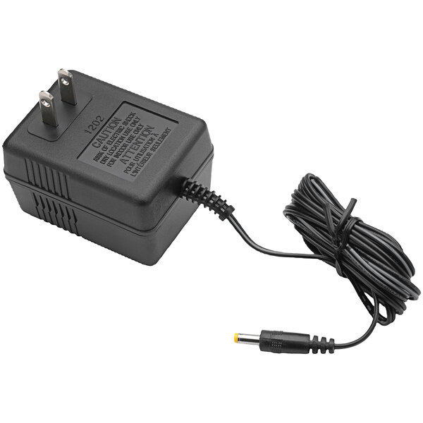 A black Zurn power adapter with a wire and plugs.