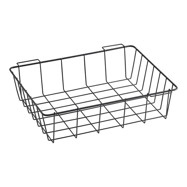 A CaterGator black wire basket for outdoor coolers.