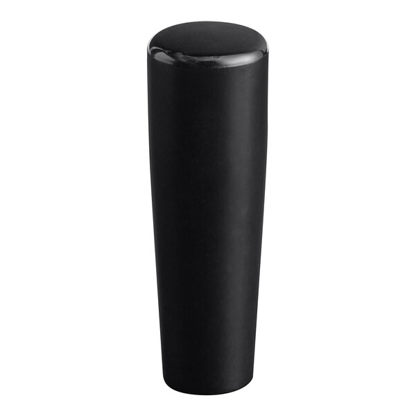A black cylindrical plastic tap handle with a black top.
