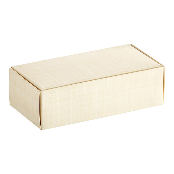 5 1/2" x 2 3/4" x 1 3/4" 1-Piece 1/2 lb. Gold Linen Candy Box   - 250/Case