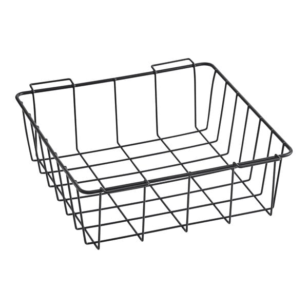 A black wire basket with a handle designed for CaterGator outdoor coolers.