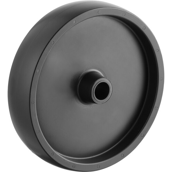 A black Wesco Industrial Products wheel with a round center.