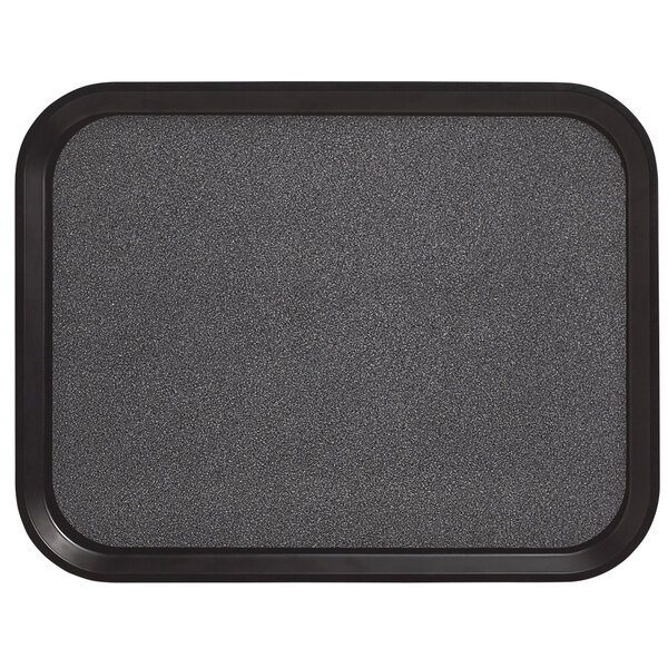 A black rectangular Cambro non-skid tray with a black border.