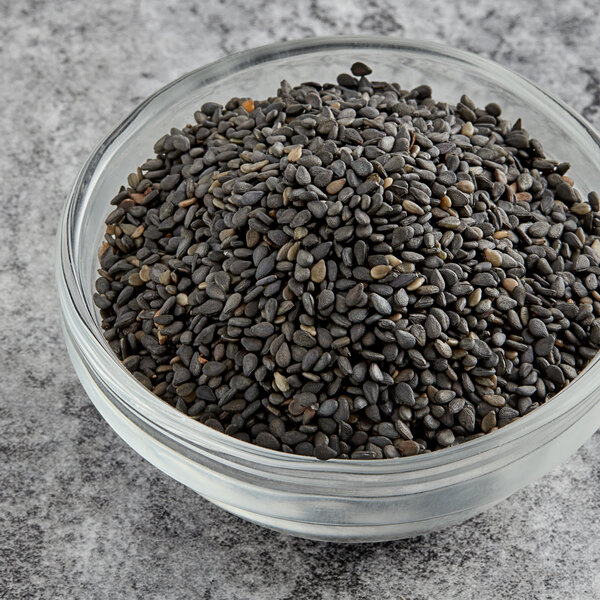 A bowl of McCormick Culinary Black Sesame Seeds.