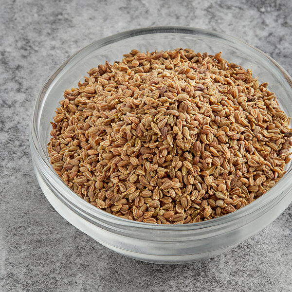 A bowl of brown seeds.