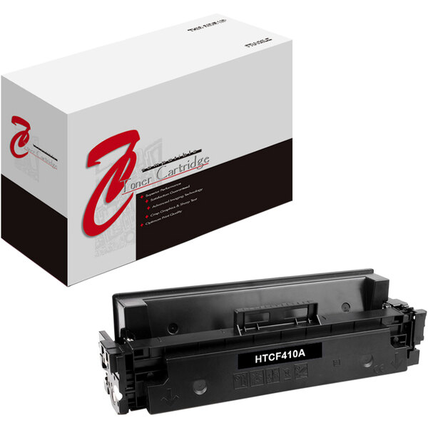A white and black box with red text containing a black Point Plus toner cartridge with white text.