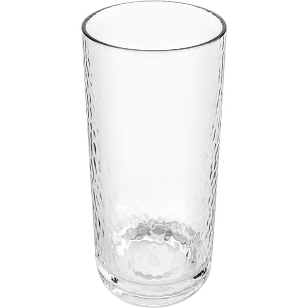 A case of 24 clear textured plastic GET Hammered Cooler Glasses.