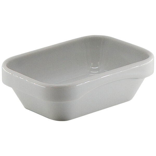 An EcoBurner white porcelain rectangular dish with a lid.
