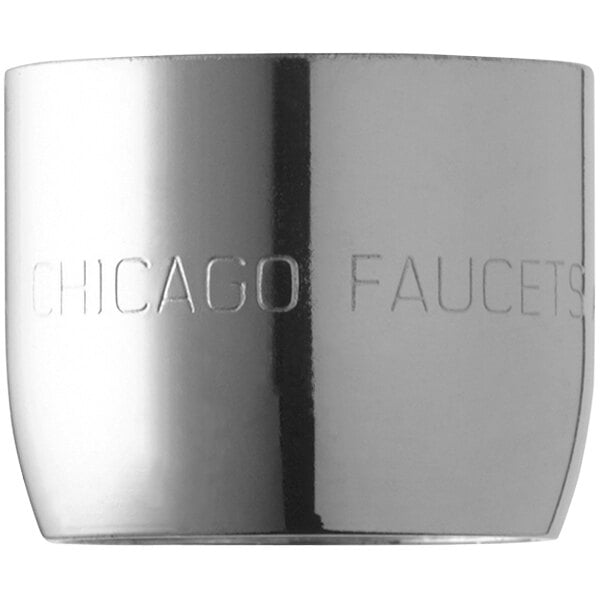 A silver Chicago Faucets pressure compensating laminar flow outlet.