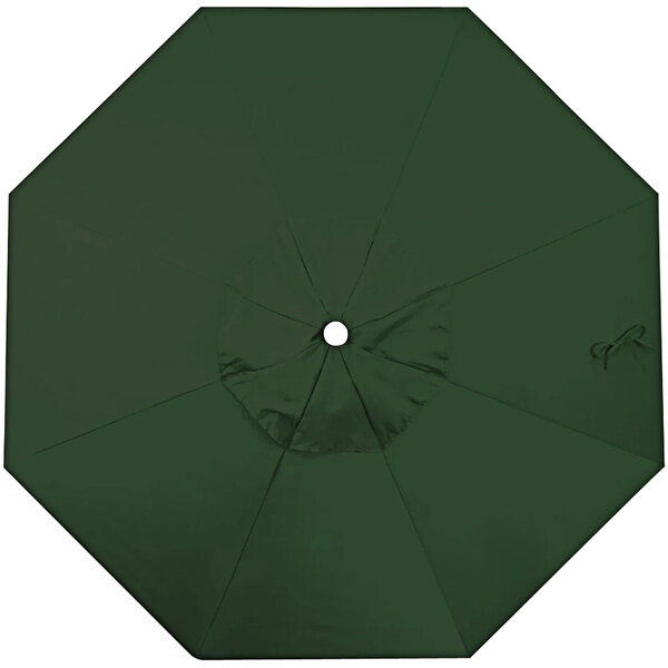 A forest green umbrella canopy with a hole in the center.