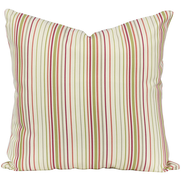 An Astella Donovan throw pillow with a striped pattern in pink, green, and white.