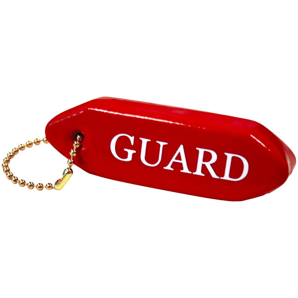 A red rectangular Kemp USA keychain with the word GUARD in white.