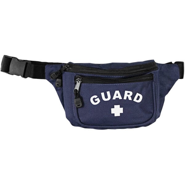 A navy blue Kemp USA First Aid hip pack with a white cross and the word "Guard" in white.
