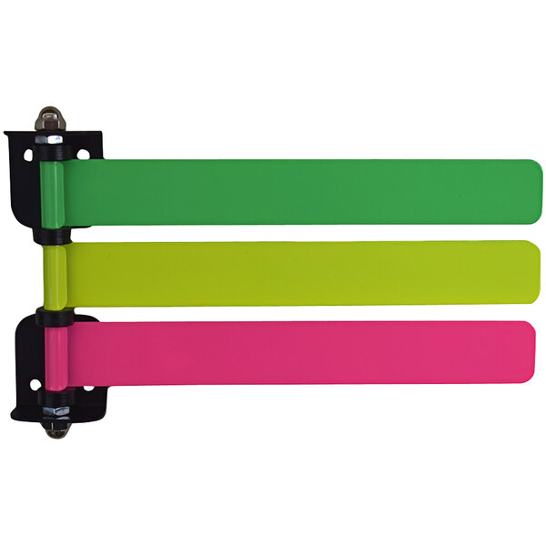 An Omnimed neon green, yellow, and pink plastic exam room flag system.