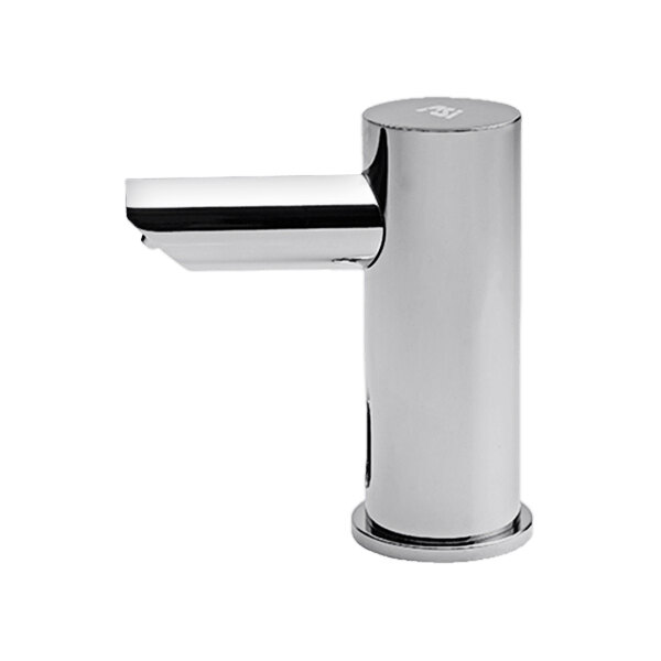 An American Specialties polished chrome liquid soap dispenser with a silver faucet.
