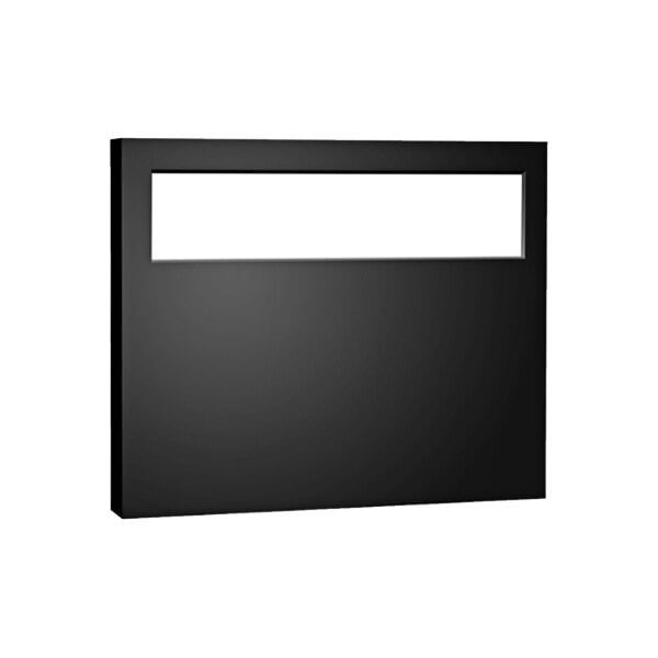 A black rectangular object with a white window.