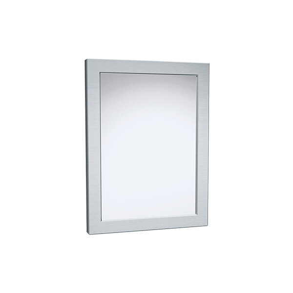 An American Specialties, Inc. rectangular mirror with a white frame and silver border.