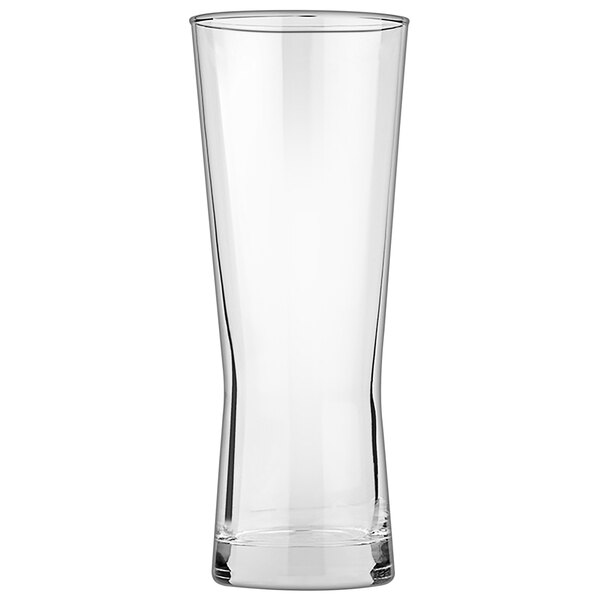 A Metropolitan Pilsner glass with a clear bottom and a thin rim.