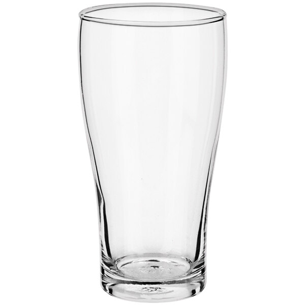 A Conical Super pub glass with a white background.