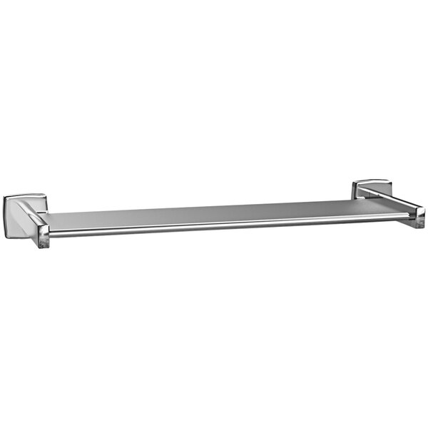 An American Specialties, Inc. stainless steel towel shelf with a satin finish.