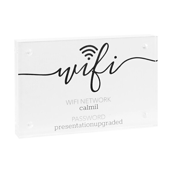A white Cal-Mil Magnetic Displayette with black text and a wifi symbol.